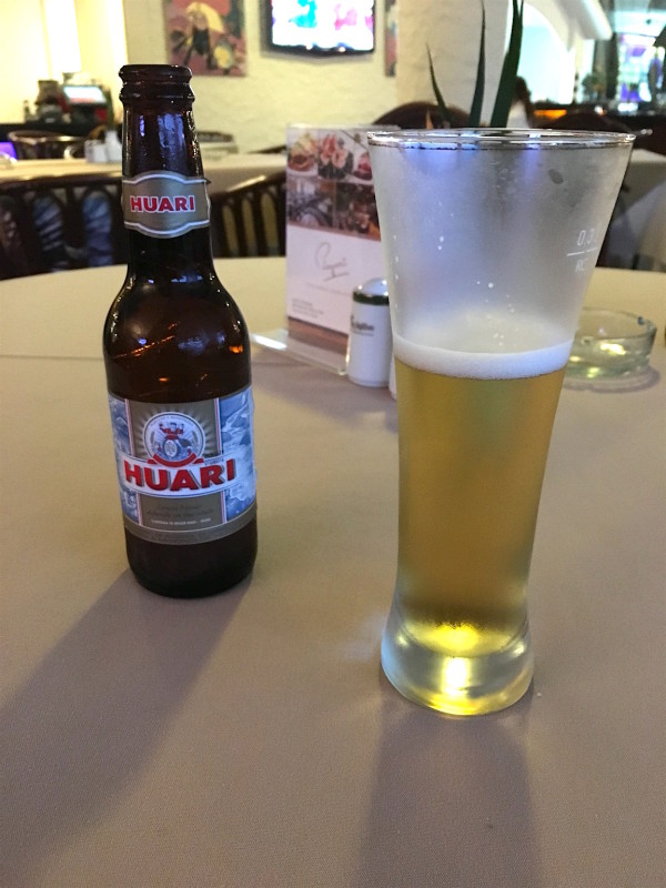 Huari is a Bolivian beer. One of my favorite things to do is to sample the local wines and beers.