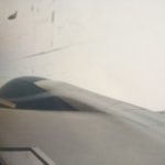 Vortex of condensation between the fuselage, engine, and wing of the Boeing 737 I rode to Tarija.