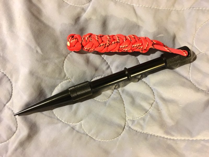 I made a lanyard (turkshead knot with a diamond stopper knot) for my Marlinspike. I enjoy working with cordage and lanyards are useful additions to many pieces of equipment.